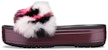 (W) Crocs Crocband Platform So Luxe Slide 'Burgundy Fluffy' Merah Berbulu 205926-096