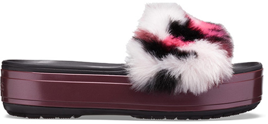 (Women) Crocs Crocband Platform So Luxe Slide 'Burgundy Fluffy' 205926-096 Order (Women) Crocs Crocband Platform So Luxe Slide 'Burgundy Fluffy' 205926-096
