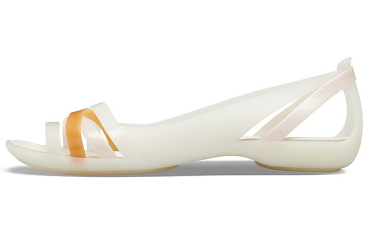 (Women) Crocs II Flat White Orange Sandals 204912-12U