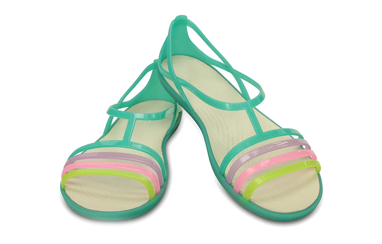 Shop Crocs Isabella 輕便防水休閒露趾涼鞋 女款 海島綠