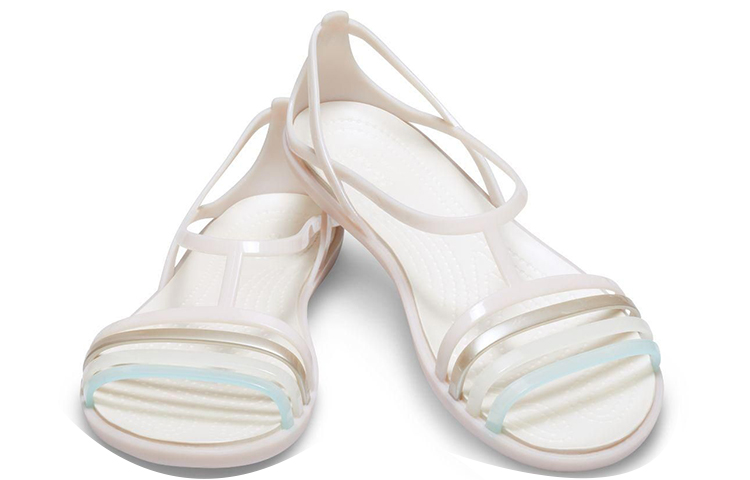 Shop Crocs卡駱馳 伊莎貝拉 簡約舒適束帶運動涼鞋 女款 白色