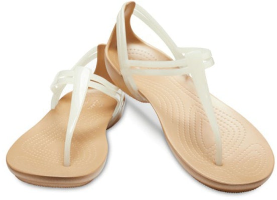 (Women) Crocs Isabella T-strap 'White Brown' 202467-13S Shop (Women) Crocs Isabella T-strap 'White Brown' 202467-13S
