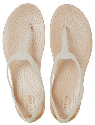 (Women) Crocs Isabella T-strap 'White Brown' 202467-13S Purchase (Women) Crocs Isabella T-strap 'White Brown' 202467-13S