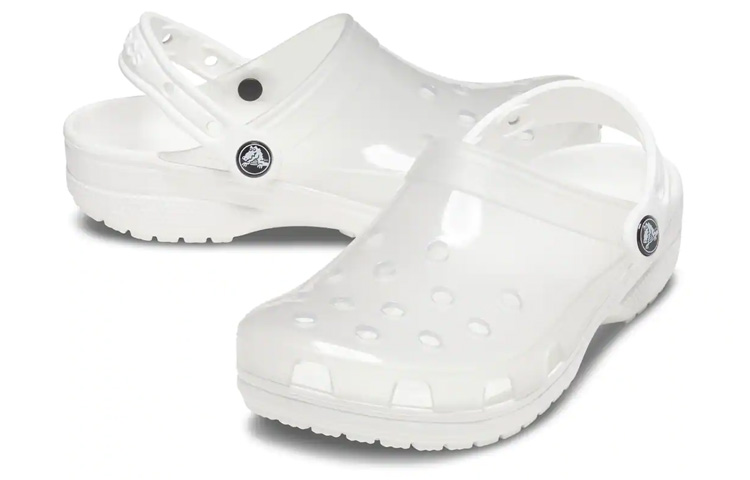 Shop Crocs 果凍克駱格 透明洞洞涼鞋 男女同款 白色