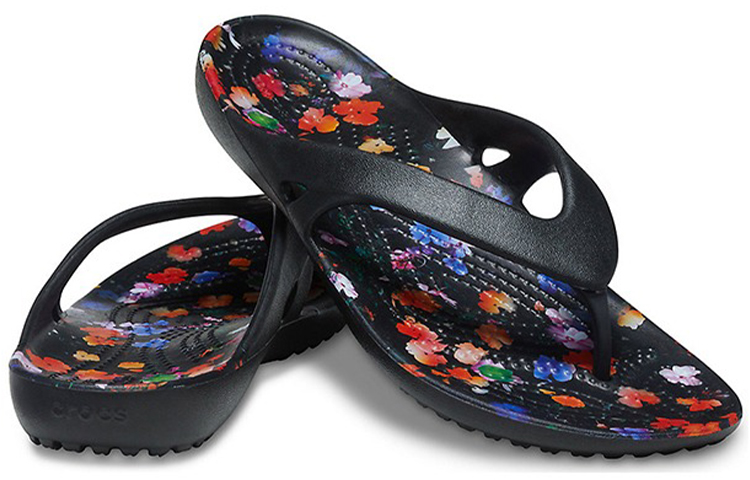 Shop (W) Crocs Kadee 2 印花简约休闲人字拖 黑色 206866-001