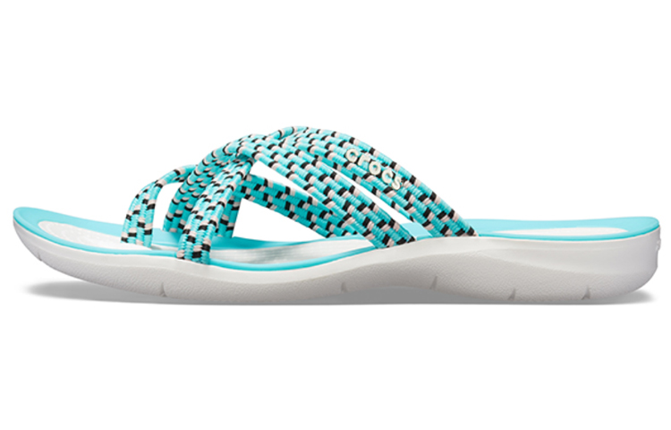 (Women) Crocs Knitted Flip-Flops Blue White 205728-4DY