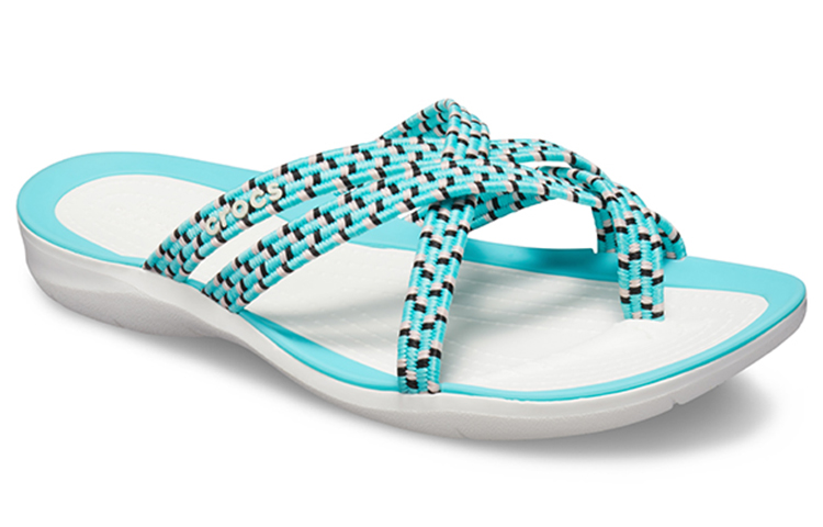 Order (Women) Crocs Knitted Flip-Flops Blue White 205728-4DY