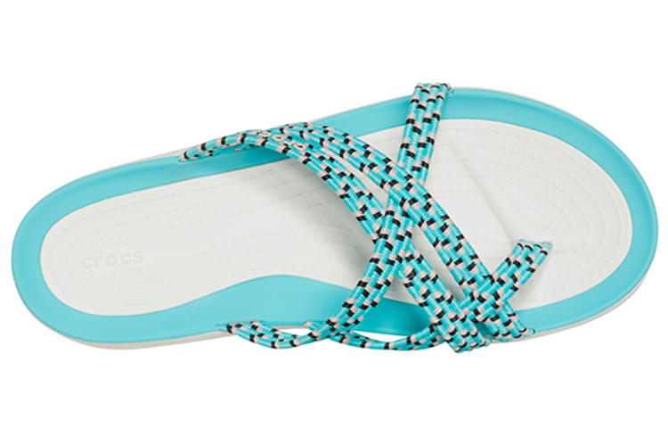 Shop (Women) Crocs Knitted Flip-Flops Blue White 205728-4DY