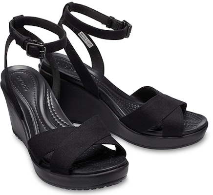 (Women) Crocs Leigh II Cross Strap Ankle Wedge Sandals 'Black' 204950-060 Purchase (Women) Crocs Leigh II Cross Strap Ankle Wedge Sandals 'Black' 204950-060
