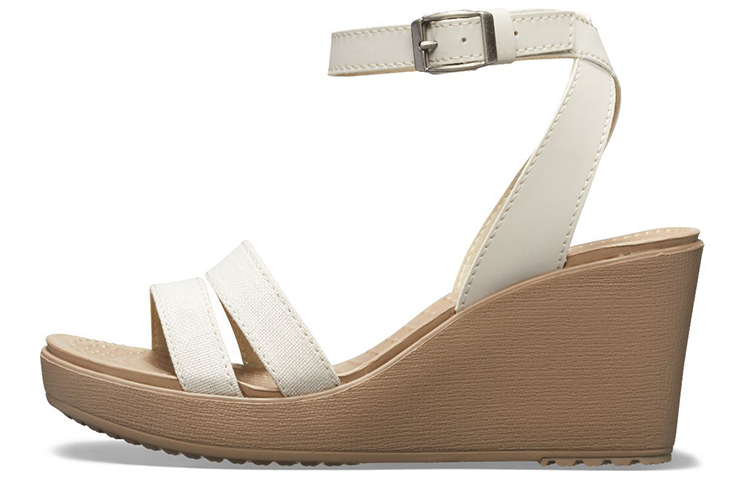 (Women) Crocs Leigh Wedge Sandal 'White Brown' 205750-14G