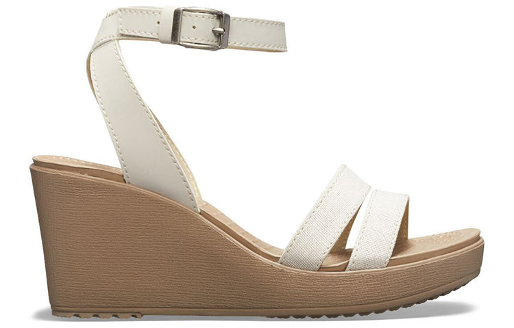 Order (Women) Crocs Leigh Wedge Sandal 'White Brown' 205750-14G