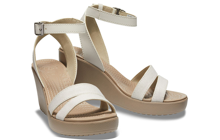 Shop (Women) Crocs Leigh Wedge Sandal 'White Brown' 205750-14G