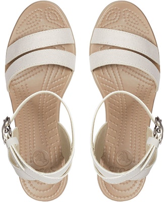 (Women) Crocs Leigh Wedge Sandal 'White Brown' 205750-14G Purchase (Women) Crocs Leigh Wedge Sandal 'White Brown' 205750-14G
