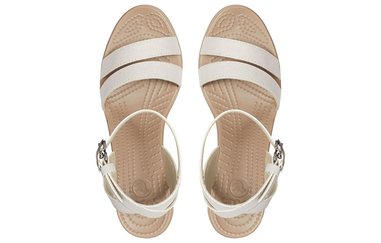 Purchase (Women) Crocs Leigh Wedge Sandal 'White Brown' 205750-14G
