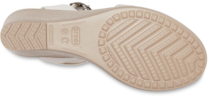 (Women) Crocs Leigh Wedge Sandal 'White Brown' 205750-14G Sizing (Women) Crocs Leigh Wedge Sandal 'White Brown' 205750-14G