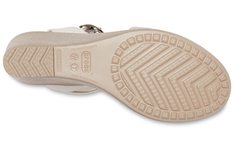 Sizing (Women) Crocs Leigh Wedge Sandal 'White Brown' 205750-14G