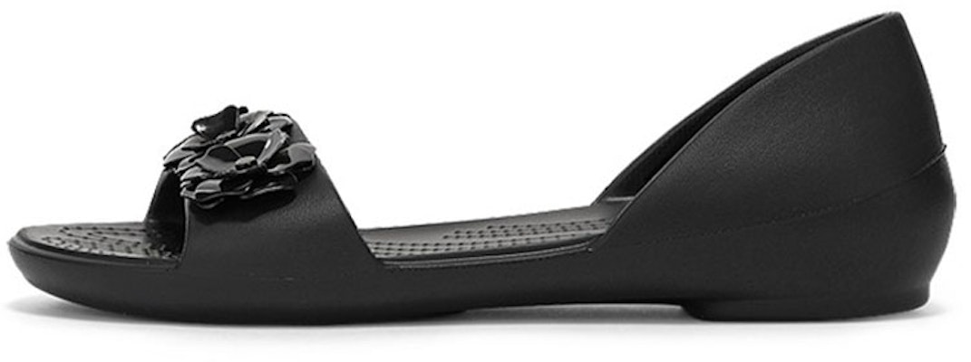 (Women) Crocs Lina Flower Dorsay Flat 'Simplistic Casual Black' 205567-060 Buy (Women) Crocs Lina Flower Dorsay Flat 'Simplistic Casual Black' 205567-060