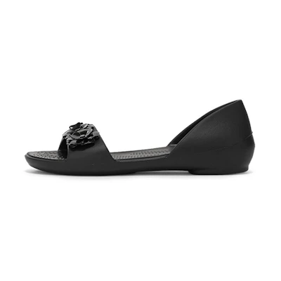 (W) Crocs Lina Flower Dorsay Flat 'Simplistic Casual Black'
