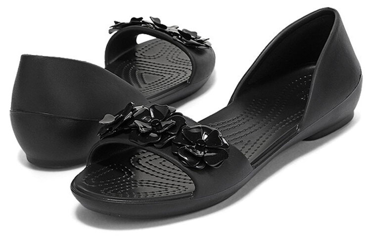 Shop (Women) Crocs Lina Flower Dorsay Flat 'Simplistic Casual Black' 205567-060