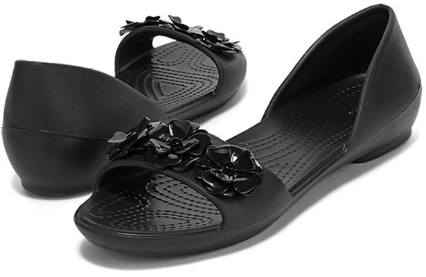 (Women) Crocs Lina Flower Dorsay Flat 'Simplistic Casual Black' 205567-060 Shop (Women) Crocs Lina Flower Dorsay Flat 'Simplistic Casual Black' 205567-060