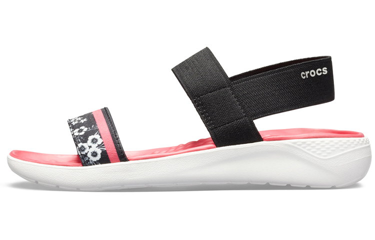(Women) Crocs LiteRide Pattern Outdoor Open Toe Black Red Sandals 'Black Red' 205868-066