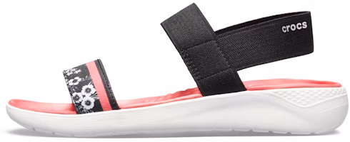 (Women) Crocs LiteRide Pattern Outdoor Open Toe Black Red Sandals 'Black Red' 205868-066 (Women) Crocs LiteRide Pattern Outdoor Open Toe Black Red Sandals 'Black Red' 205868-066