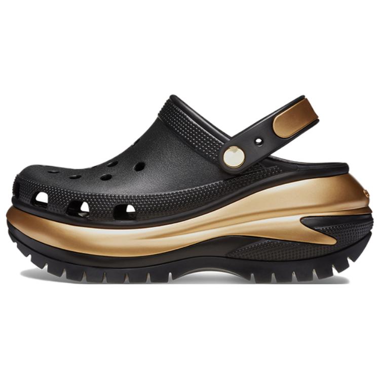 (Women) Crocs Mega Crush Metallic Clog Black Gold 210368-072