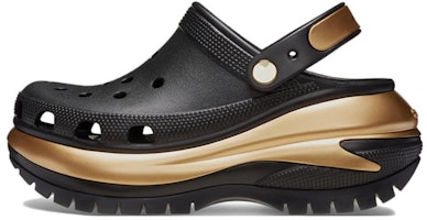 (Women) Crocs Mega Crush Metallic Clog Black Gold 210368-072 (Women) Crocs Mega Crush Metallic Clog Black Gold 210368-072
