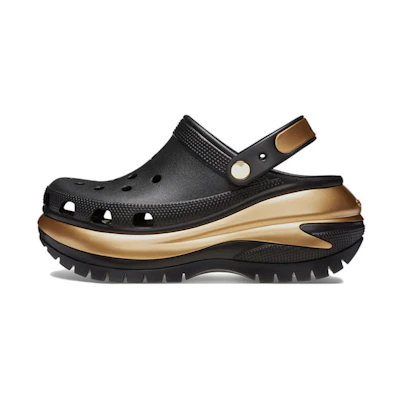 (W) Crocs Mega Crush Metallic Clog Black Gold