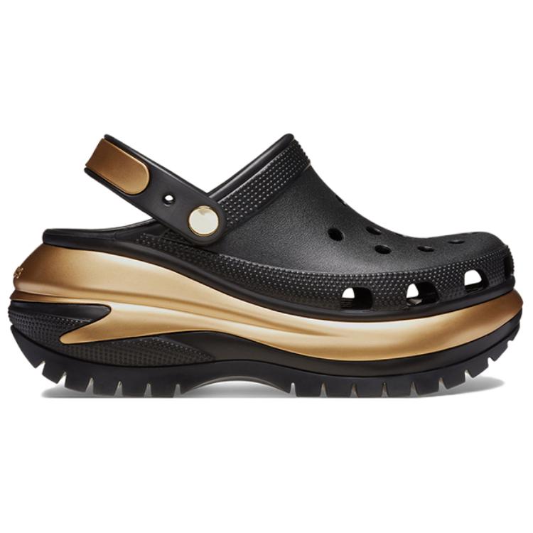 Lookbook (W) Crocs Mega Crush Metallic Clog Hitam Emas 210368-072