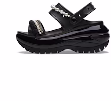 (Women) Crocs Mega Crush Pearl Ruffle Sandal 'Black' 210179 (Women) Crocs Mega Crush Pearl Ruffle Sandal 'Black' 210179