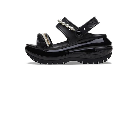 (W) Crocs Mega Crush Pearl Ruffle Sandal 'Black'