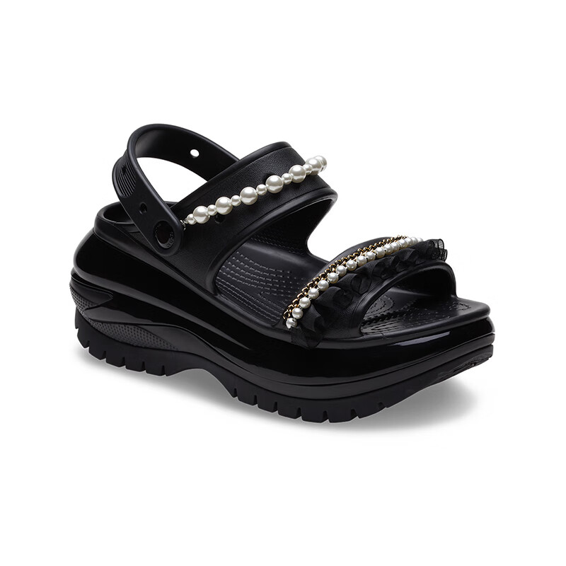Lookbook (W) Crocs Mega Crush Pearl Ruffle Sandal 'Hitam' 210179