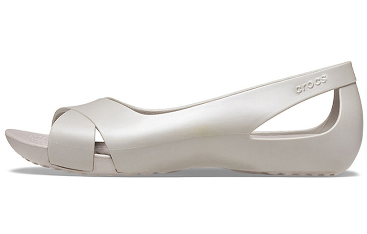 (Women) Crocs Minimalistic Casual Flat White Sandals 206106-018