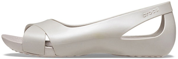 (Women) Crocs Minimalistic Casual Flat White Sandals 206106-018 (Women) Crocs Minimalistic Casual Flat White Sandals 206106-018