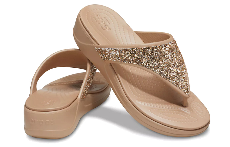 Shop (Women) Crocs Monterey 'Gold Sequin Platform' 207273-710