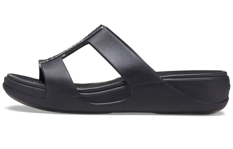 (Women) Crocs Monterey 'Metallic Wedge Black' 206319-0GQ