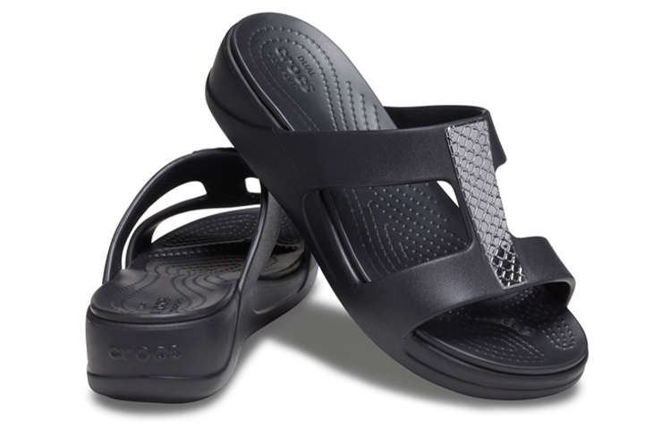 Shop (Women) Crocs Monterey 'Metallic Wedge Black' 206319-0GQ
