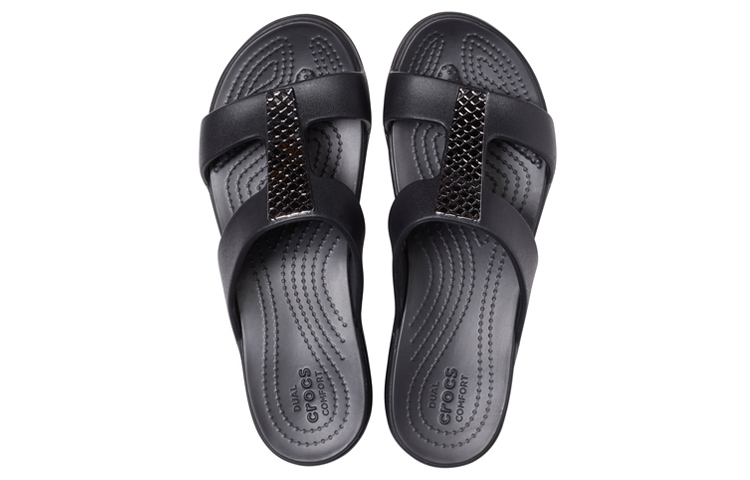 Purchase (Women) Crocs Monterey 'Metallic Wedge Black' 206319-0GQ