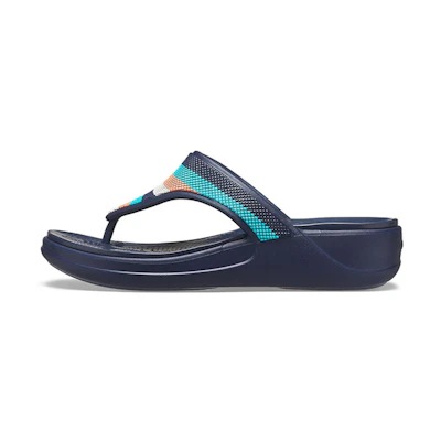 (W) Crocs Monterey Bead Strap Wedge 'Dark Blue'