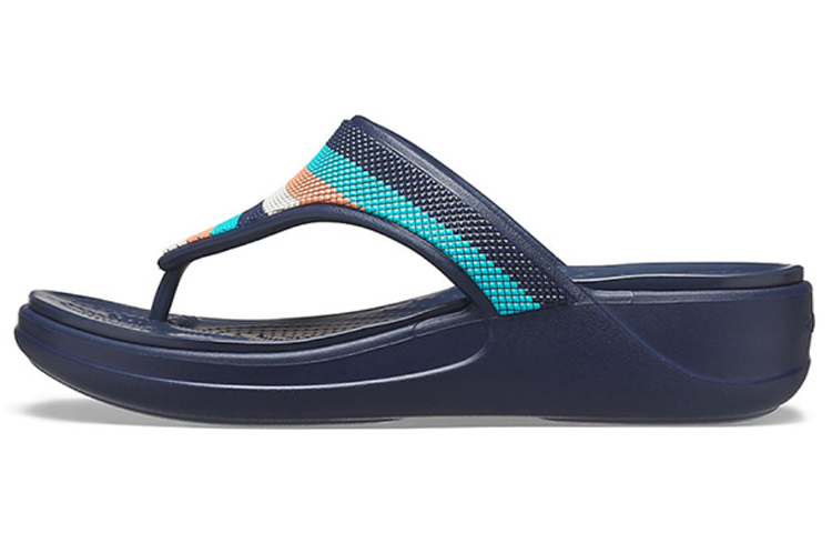 (Women) Crocs Monterey Bead Strap Wedge 'Dark Blue' 206641-4HQ