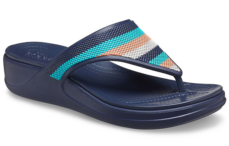 Order (Women) Crocs Monterey Bead Strap Wedge 'Dark Blue' 206641-4HQ
