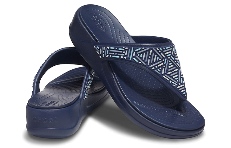 Shop (Women) Crocs Monterey Beaded Flip-Flops Deep Blue 206851-410