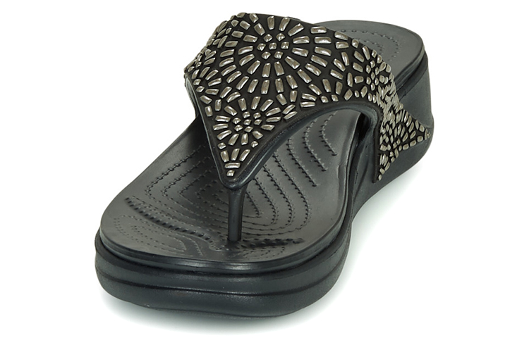 Shop (Women) Crocs Monterey Flip-Flop 'Shimmer Black' 206343-001