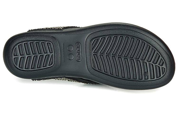 Sizing (Women) Crocs Monterey Flip-Flop 'Shimmer Black' 206343-001