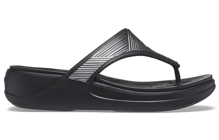 Order (Women) Crocs Monterey Metallic Stylish Black Slippers 206850-001