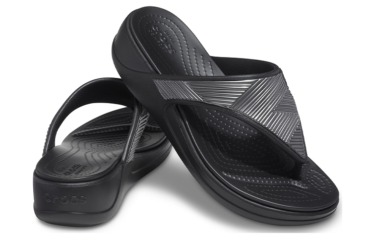 Lookbook (Women) Crocs Monterey Metallic Stylish Black Slippers 206850-001