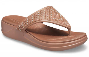 Lookbook Crocs 卡樂齊 Monterey Shimme 休閒人字拖 女款 棕
