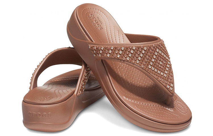 Shop (Women) Crocs Monterey Shimme Flip-Flops 'Casual Brown' 206843-854