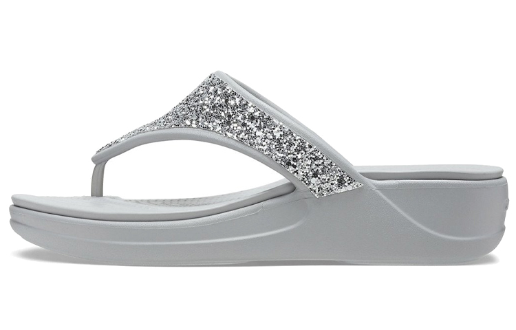 (Women) Crocs Monterey Slipper 'Silver Sequin Platform' 207273-040
